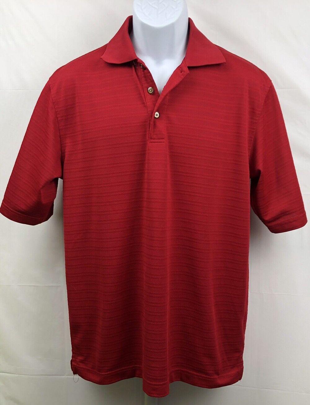 Kirkland Signature Polo Shirt Men Sz M Red Textured Pique Performance Golf